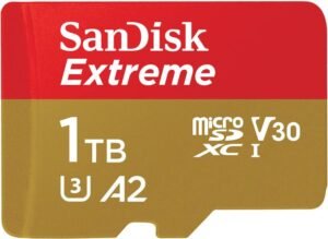 SanDisk SDSQXAV-1T00-GN6MN Extreme A2 1 TB MicroSDXC Class 10 190 MB/s Memory Card Compatible with Camera, Mobile
