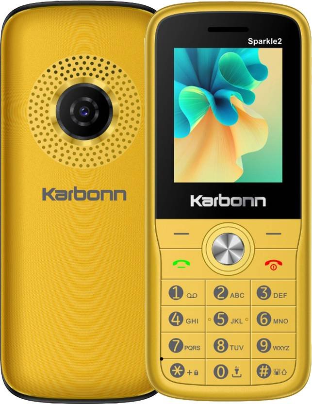 KARBONN Sparkle2 Dual SIM Keypad Mobile 2”LCD,Camera,1000mAh Battery Expandable,32GB (Yellow Black)