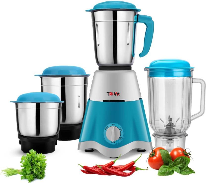 TRIVA Tx75 550 W Juicer Mixer Grinder (Starchef Pro | 4 Jars | Blue & White)
