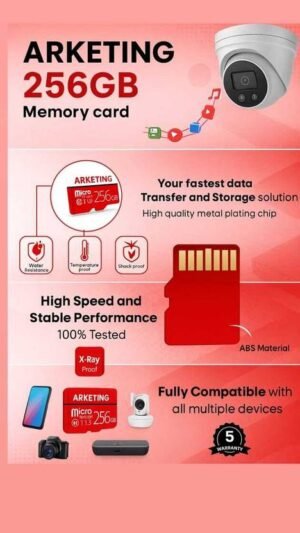 ARKETING SWDT-256 DS/256 256 GB SD Card Class 10 120 MB/s Memory Card Compatible with Camera, Mobile, Tablet, Computer