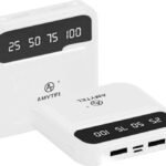 AMYTEL 10000 mAh 18 W Mini Pocket Size Power Bank (White, Lithium-ion, Fast Charging, Quick Charge 2.0 for Earbuds, Mobile, Smartwatch, Smartband, Speaker, Tablet, Trimmer)