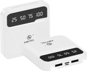 AMYTEL 10000 mAh 18 W Mini Pocket Size Power Bank (White, Lithium-ion, Fast Charging, Quick Charge 2.0 for Earbuds, Mobile, Smartwatch, Smartband, Speaker, Tablet, Trimmer)