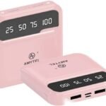AMYTEL 10000 mAh 18 W Mini Pocket Size Power Bank  (Pink, Lithium-ion, Fast Charging, Quick Charge 2.0 for Earbuds, Mobile, Smartwatch, Smartband, Speaker, Tablet, Trimmer)