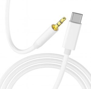 Orionis AUX Cable 2.1 A 1 m Additional shielding (UTP) Type-C to 3.5mm AUX Cable | C To Aux Cable | Aux Cable Type C | Aux Cable Speaker (Compatible with All Type-C Smartphones, Tablets, Laptops, Desktops, Car Music Systems, White, One Cable)