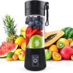 GaxQuly USB Rechargeable Mini Juicer bottle Portable Blender For Shakes,Smoothies,Juice 220 W Juicer Mixer Grinder (380ml Electric Portable 6 Blade Personal Travel Juicer Mixer Cup Home/Outdoors | 1 Jar | Black)