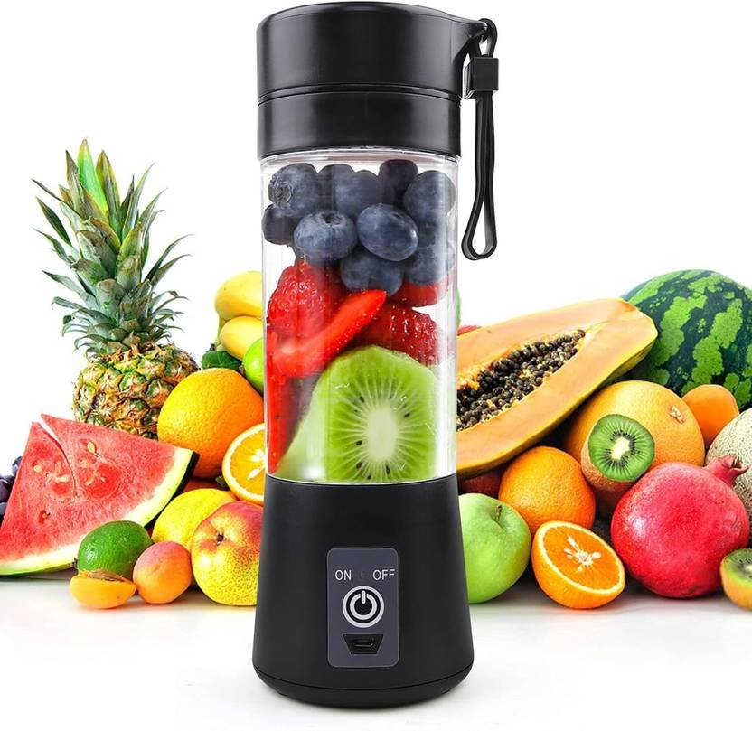 GaxQuly USB Rechargeable Mini Juicer bottle Portable Blender For Shakes,Smoothies,Juice 220 W Juicer Mixer Grinder (380ml Electric Portable 6 Blade Personal Travel Juicer Mixer Cup Home/Outdoors | 1 Jar | Black)