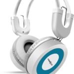 Frontech Wired Multimedia Headphones with Mic | 3.5mm Dual Audio Jack| Adjustable Wired (White+Blue, On the Ear)