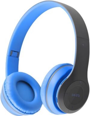 F FERONS Wireless Foldable Sports Stereo With Microphone & Memory Card Supported Bluetooth (Bright Blue, On the Ear)