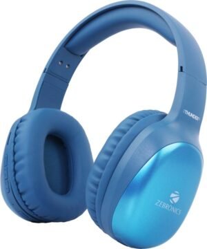 ZEBRONICS Thunder Pro, With 60h Backup, BT v5.3, Gaming Mode, ENC, Dual Pairing Bluetooth (Blue, On the Ear)