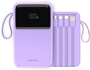 Lifelong 10000 mAh 22.5 W Wireless Compact Pocket Size Power Bank (Purple, Lithium Polymer, Fast Charging for Mobile, Earbuds, Smartwatch, Speaker, Tablet)